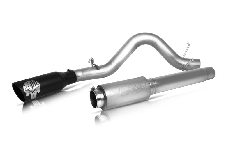 Gibson 07-09 GMC Sierra 1500 SLE 5.3L 4in Patriot Skull Series Cat-Back Single Exhaust - Stainless-Catback-Deviate Dezigns (DV8DZ9)