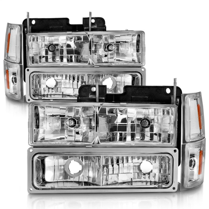 ANZO 88-98 Chevrolet C1500 Crystal Headlights Chrome w/ Signal and Side Marker Lights-Headlights-Deviate Dezigns (DV8DZ9)