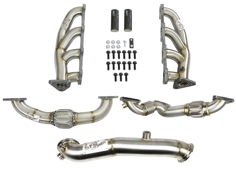 aFe Twisted Steel Headers Up-Pipes & Down-Pipe 11-15 GM Diesel Trucks V8-6.6L (td) LML-Headers & Manifolds-Deviate Dezigns (DV8DZ9)