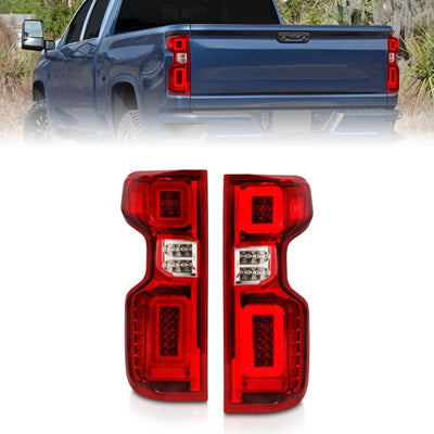 Anzo 19-21 Chevy Silverado Work Truck Full LED Tailights Chrome Housing Red Lens G2(w/C Light Bars)-Tail Lights-Deviate Dezigns (DV8DZ9)