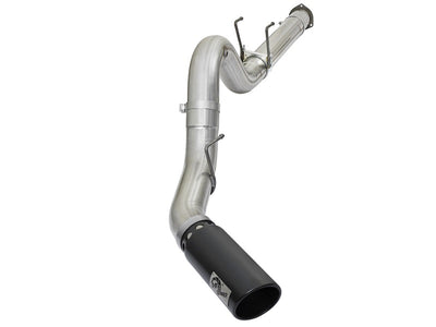 aFe ATLAS 5in DPF-Back Alum Steel Exhaust System w/Black Tip 2017 Ford Diesel Trucks V8-6.7L (td)-DPF Back-Deviate Dezigns (DV8DZ9)