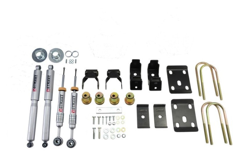 Belltech - Front And Rear Complete Kit W/ Street Performance Shocks | 14-16 GM Silverado/Sierra Std Cabs 2WD | 0" to -4" F / 7" R w/ Shock-Lowering Kits-Deviate Dezigns (DV8DZ9)