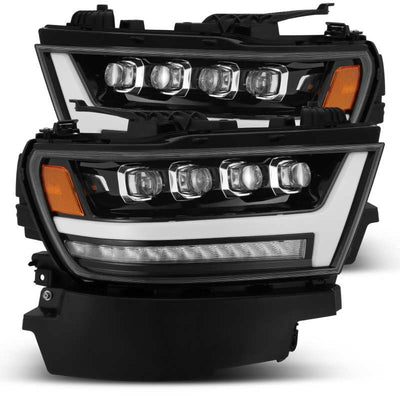 AlphaRex 19-20 Ram 1500HD NOVA LED Proj Headlights Plank Style Gloss Blk w/Activ Lght/Seq Signal/DRL-Headlights-Deviate Dezigns (DV8DZ9)