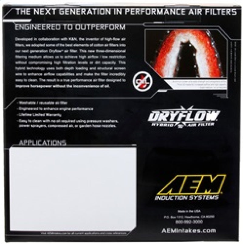 AEM 10 Dodge Ram 2500/3500 6.7L L6 DSL 11in L x 9.75in W x 6.5in H Replacement DryFlow Air Filter-Air Filters - Direct Fit-Deviate Dezigns (DV8DZ9)