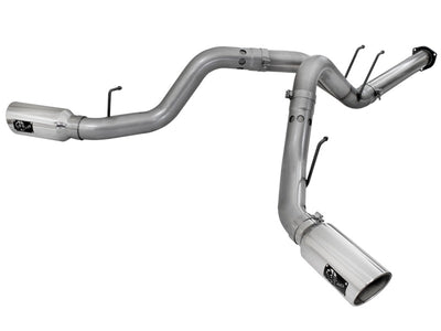 aFe LARGE BORE HD 4in 409-SS DPF-Back Exhaust w/Polished Tip 11-14 Ford Diesel Trucks V8-6.7L (td)-DPF Back-Deviate Dezigns (DV8DZ9)