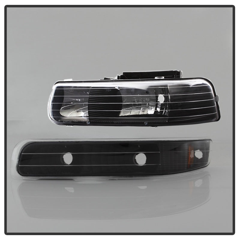 Xtune Chevy TahOE 00-06 Amber Crystal Headlights w/ Bumper Lights Black HD-JH-CSIL99-SET-AM-BK-Headlights-Deviate Dezigns (DV8DZ9)