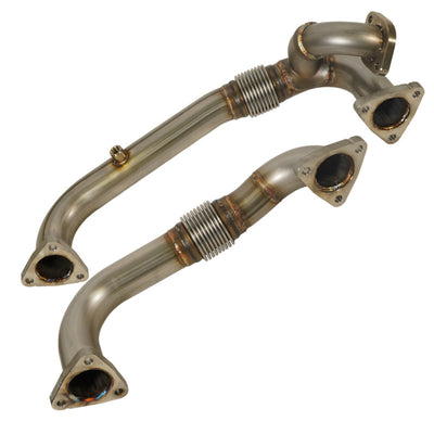 BD Diesel 08-10 Ford F-250/F-350/F-450/F-550 Powerstroke 6.4L Up Pipes Kit w/Manifold Set-Connecting Pipes-Deviate Dezigns (DV8DZ9)