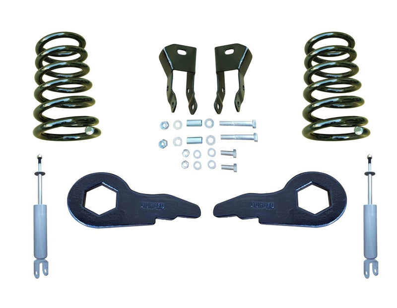 Trekline Motorsports | 2000-2006 Chevrolet/GMC SUV Models | 2-3"/4" Drop Kit with Shocks and Extenders-Lowering Kits-Deviate Dezigns (DV8DZ9)