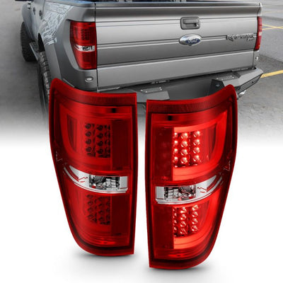 ANZO - 2009-2014 FORD F150 TAILLIGHTS G2 CHROME RED/CLEAR LENS-Tail Lights-Deviate Dezigns (DV8DZ9)