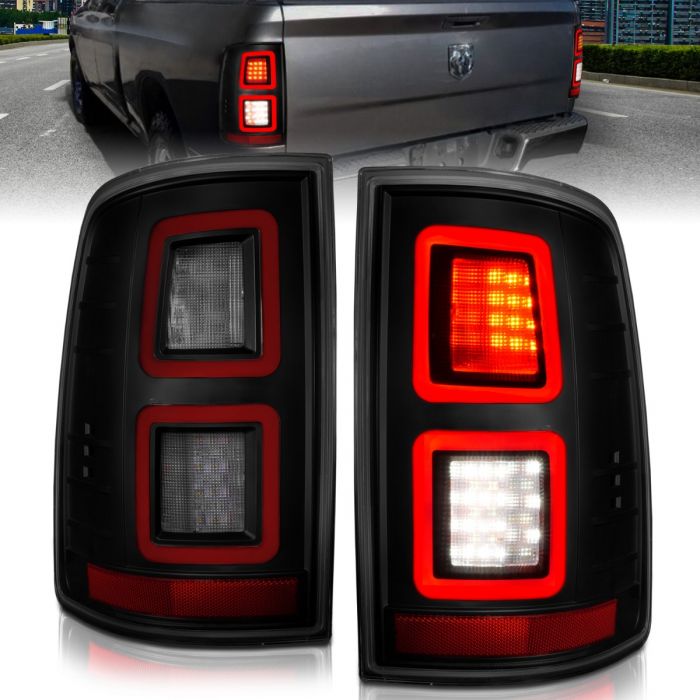 ANZO - 2009-2018 DODGE RAM 1500/2500/3500 FULL LED TAILLIGHTS WITH SMOKE LENS BLACK HOUSING-Tail Lights-Deviate Dezigns (DV8DZ9)