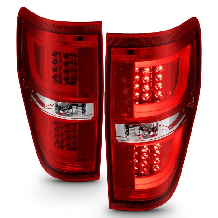 ANZO - 2009-2014 FORD F150 TAILLIGHTS G2 CHROME RED/CLEAR LENS-Tail Lights-Deviate Dezigns (DV8DZ9)