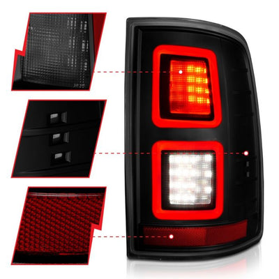 ANZO - 2009-2018 DODGE RAM 1500/2500/3500 FULL LED TAILLIGHTS WITH SMOKE LENS BLACK HOUSING-Tail Lights-Deviate Dezigns (DV8DZ9)