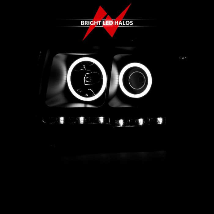 ANZO - 2009-2014 FORD F150 PROJECTOR HEADLIGHTS BLACK WITH RX HALO-Headlights-Deviate Dezigns (DV8DZ9)