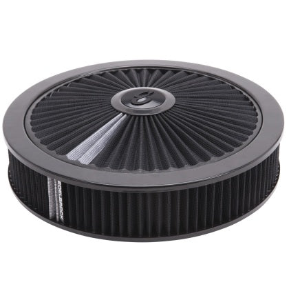 Edelbrock Air Cleaner Pro-Flo Round 14"x3" Black With Black Element Breathable Lid-Deviate Dezigns (DV8DZ9)