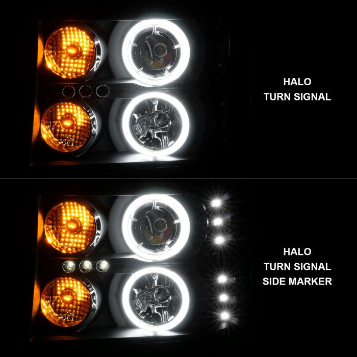 ANZO - 2007-2013 GMC SIERRA 1500/2500HD/3500HD PROJECTOR HEADLIGHT BLACK WITH RX HALO-Headlights-Deviate Dezigns (DV8DZ9)