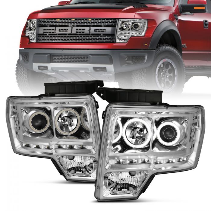 ANZO - 2009-2014 FORD F150 PROJECTOR HEADLIGHTS G2 WITH RX HALO CHROME-Headlights-Deviate Dezigns (DV8DZ9)