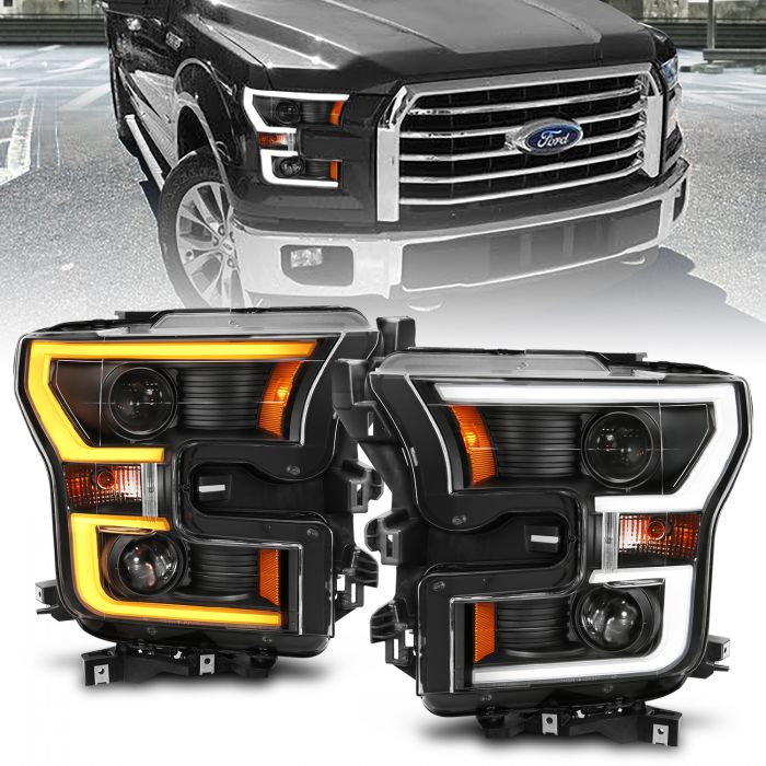 ANZO - 2015-2017 FORD F150 PROJECTOR PLANK STYLE SWITCHBACK HEADLIGHT WITH BLACK HOUSING-Headlights-Deviate Dezigns (DV8DZ9)