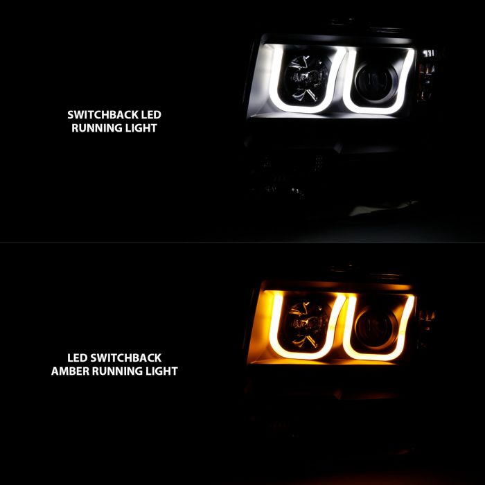 ANZO - 2009-2014 FORD F150 PROJECTOR SWITCHBACK HEADLIGHTS U-BAR BLACK WITH AMBER-Headlights-Deviate Dezigns (DV8DZ9)