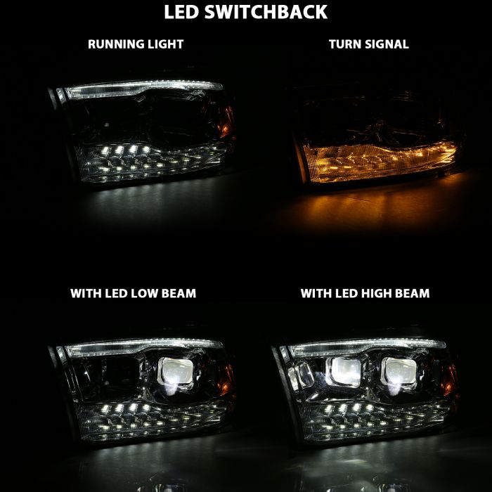 ANZO - 2009-2018 DODGE RAM 1500/2500/3500 LED PROJECTOR SWITCHBACK HEADLIGHTS CHROME-Headlights-Deviate Dezigns (DV8DZ9)
