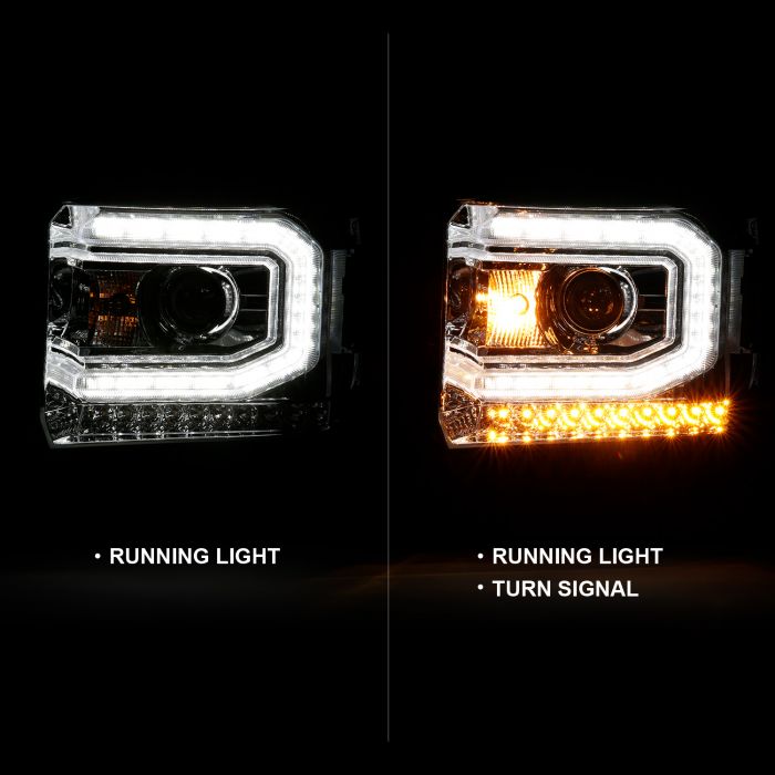 ANZO - 2016-2019 GMC SIERRA 1500/2500/3500 PROJECTOR HEADLIGHT PLANK STYLE CHROME WITH SEQUENTIAL AMBER SIGNAL-Headlights-Deviate Dezigns (DV8DZ9)