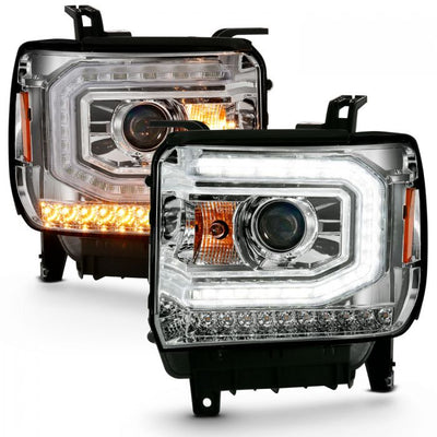 ANZO - 2016-2019 GMC SIERRA 1500/2500/3500 PROJECTOR HEADLIGHT PLANK STYLE CHROME WITH SEQUENTIAL AMBER SIGNAL-Headlights-Deviate Dezigns (DV8DZ9)