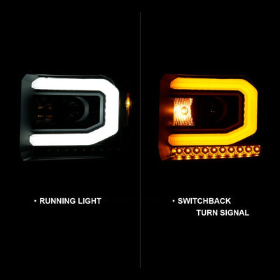 ANZO - 2014-2015 GMC SIERRA 1500/2500HD/3500HD PROJECTOR HEADLIGHTS WITH SWITCHBACK C LIGHT BAR-Headlights-Deviate Dezigns (DV8DZ9)