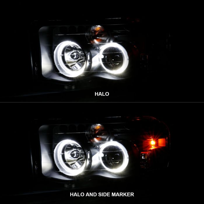 ANZO - 2002-2005 DODGE RAM 1500/2500/3500 PROJECTOR HALO HEADLIGHTS BLACK CLEAR-Headlights-Deviate Dezigns (DV8DZ9)
