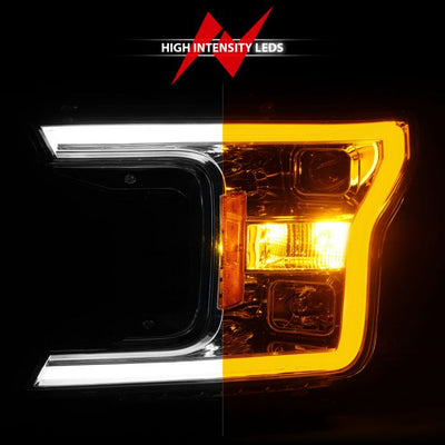 ANZO - 2018-2020 FORD F150 PROJECTOR PLANK STYLE SWITCHBACK HEADLIGHTS CHROME-Headlights-Deviate Dezigns (DV8DZ9)