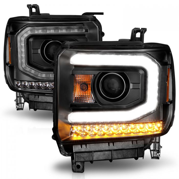ANZO - 2014-2015 GMC SIERRA 1500/2500HD/3500HD PROJECTOR HEADLIGHTS LIGHT BAR BLACK-Headlights-Deviate Dezigns (DV8DZ9)