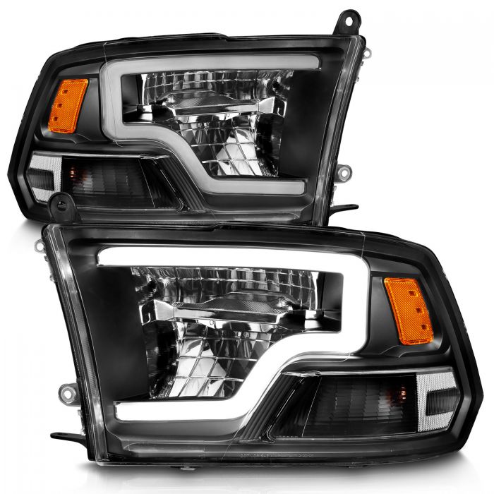 ANZO - 2009-2018 DODGE RAM 1500/2500/3500 FULL LED CRYSTAL HEADLIGHTS BLACK WITH C STYLE BAR-Headlights-Deviate Dezigns (DV8DZ9)