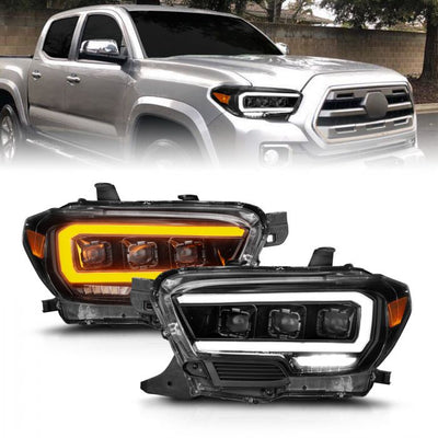 ANZO - 2016-2022 TOYOTA TACOMA BLACK FULL LED PROJECTOR PLANK STYLE HEADLIGHTS WITH INITIATION FEATURE & SEQUENTIAL (HALOGEN DRL)-Headlights-Deviate Dezigns (DV8DZ9)