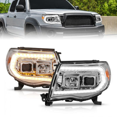 ANZO - 2005-2011 TOYOTA TACOMA CHROME PLANK PROJECTOR HEADLIGHTS WITH SEQUENTIAL SIGNAL-Headlights-Deviate Dezigns (DV8DZ9)