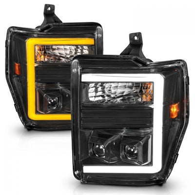ANZO - 2008-2010 FORD SUPER DUTY SWITCHBACK PLANK STYLE PROJECTOR HEADLIGHTS WITH BLACK HOUSING HOUSING CLEAR LENS-Headlights-Deviate Dezigns (DV8DZ9)
