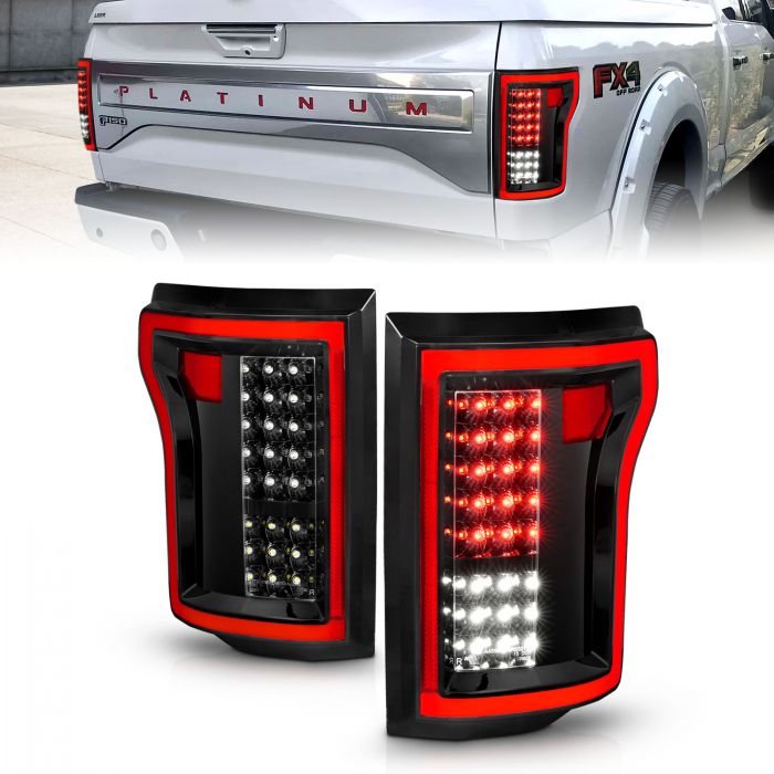 ANZO - 2015-2017 FORD F150 TAILLIGHTS FULL LED BLACK CLEAR LENS-Tail Lights-Deviate Dezigns (DV8DZ9)