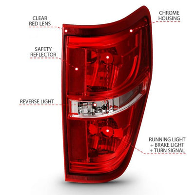 ANZO - 2009-2014 FORD F150 EURO TAILLIGHTS-Tail Lights-Deviate Dezigns (DV8DZ9)