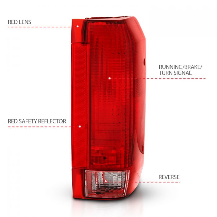 ANZO - 1992-1996 FORD F150/F250 TAILLIGHT RED/CLEAR LENS-Tail Lights-Deviate Dezigns (DV8DZ9)