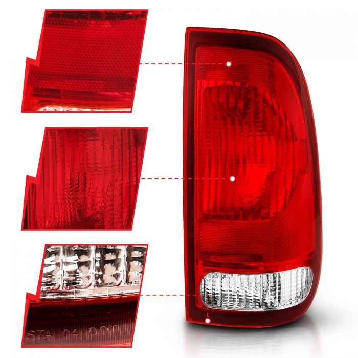 ANZO - 1997-2003 FORD F150 1999-2007 F250/F350 SUPERDUTY TAILLIGHTS RED/CLEAR LENS-Tail Lights-Deviate Dezigns (DV8DZ9)