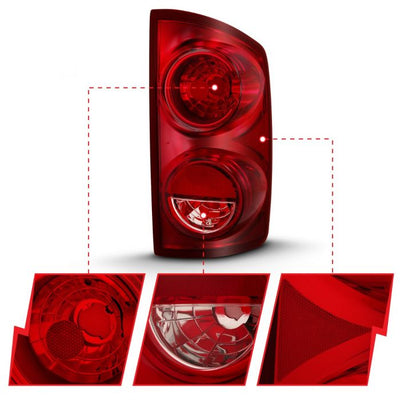 ANZO - 2006-2008 DODGE RAM 1500/2500/3500 TAILLIGHT RED LENS OE-Headlights-Deviate Dezigns (DV8DZ9)