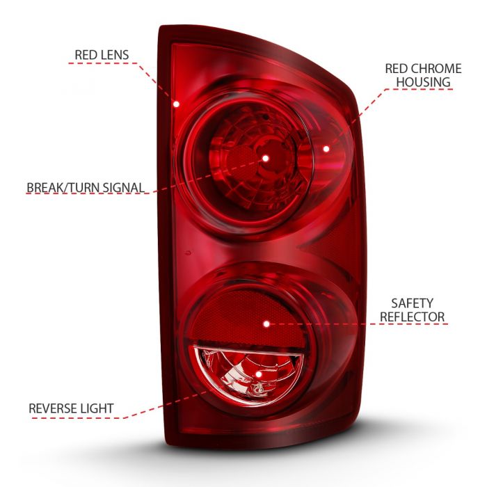 ANZO - 2006-2008 DODGE RAM 1500/2500/3500 TAILLIGHT RED LENS OE-Headlights-Deviate Dezigns (DV8DZ9)