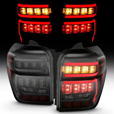 ANZO - 2014-2022 TOYOTA 4RUNNER TAILLIGHTS BLACK HOUSING SMOKE LENS RED LIGHT BAR WITH SEQUENTIAL-Tail Lights-Deviate Dezigns (DV8DZ9)