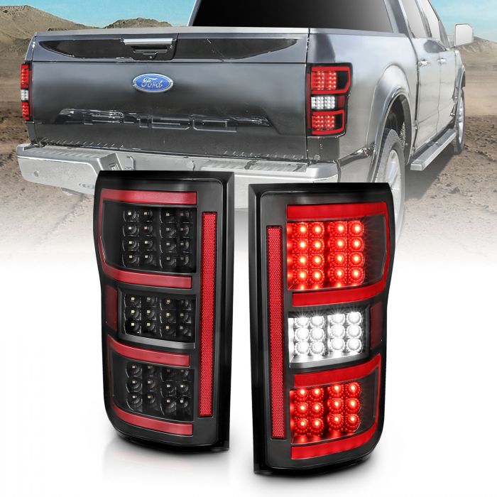 ANZO - 2018-2020 FORD F150 TAILLIGHTS BLACK RED LIGHT BAR WITH SEQUENTIAL-Tail Lights-Deviate Dezigns (DV8DZ9)