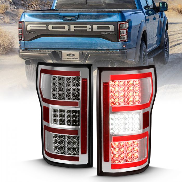 ANZO - 2018-2020 FORD F150 TAILLIGHTS CHROME RED LIGHT BAR WITH SEQUENTIAL-Tail Lights-Deviate Dezigns (DV8DZ9)
