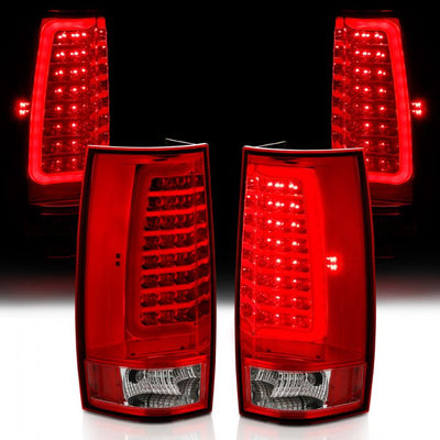 ANZO - 2007-2014 CHEVROLET TAHOE/SUBURBAN/GMC YUKON LED TAILLIGHT PLANK STYLE CHROME WITH RED/CLEAR LENS-Tail Lights-Deviate Dezigns (DV8DZ9)
