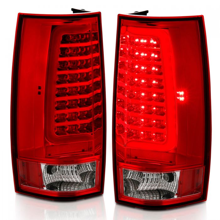 ANZO - 2007-2014 CHEVROLET TAHOE/SUBURBAN/GMC YUKON LED TAILLIGHT PLANK STYLE CHROME WITH RED/CLEAR LENS-Tail Lights-Deviate Dezigns (DV8DZ9)