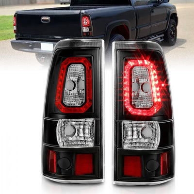 ANZO - 1999-2002 CHEVROLET SILVERADO 1500/2500/3500 CLASSIC 07 LED TAILLIGHTS PLANK STYLE BLACK WITH CLEAR LENS-Tail Lights-Deviate Dezigns (DV8DZ9)