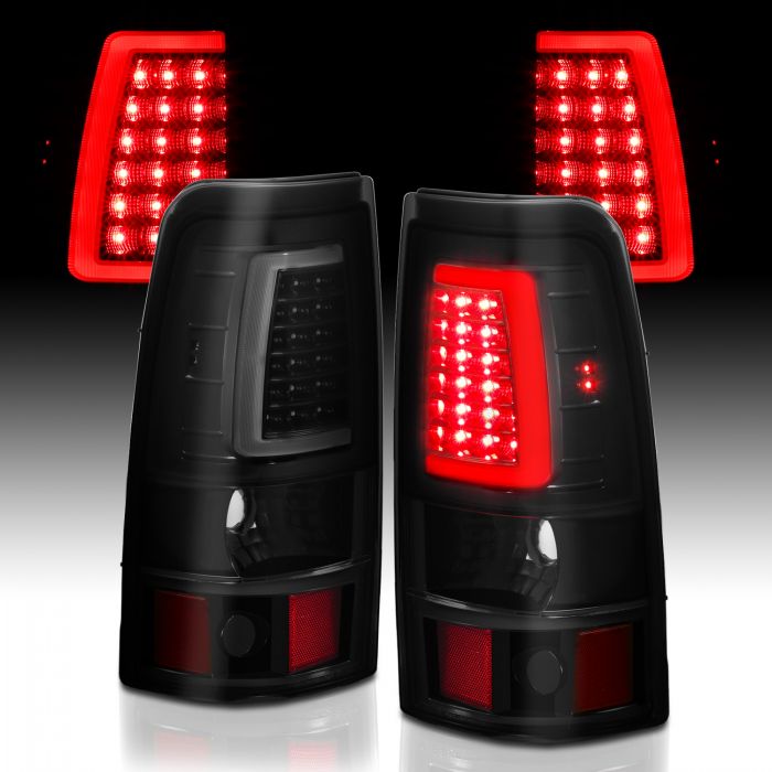 ANZO - 1999-2002 CHEVROLET SILVERADO 1500/2500/3500 CLASSIC 07 LED TAILLIGHTS PLANK STYLE BLACK SMOKE LENS-Tail Lights-Deviate Dezigns (DV8DZ9)