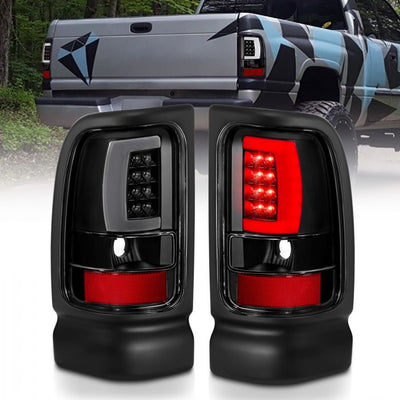 ANZO - 1994-2001 DODGE RAM 1500/2500/3500 LED TAILLIGHTS PLANK STYLE BLACK WITH CLEAR LENS-Tail Lights-Deviate Dezigns (DV8DZ9)