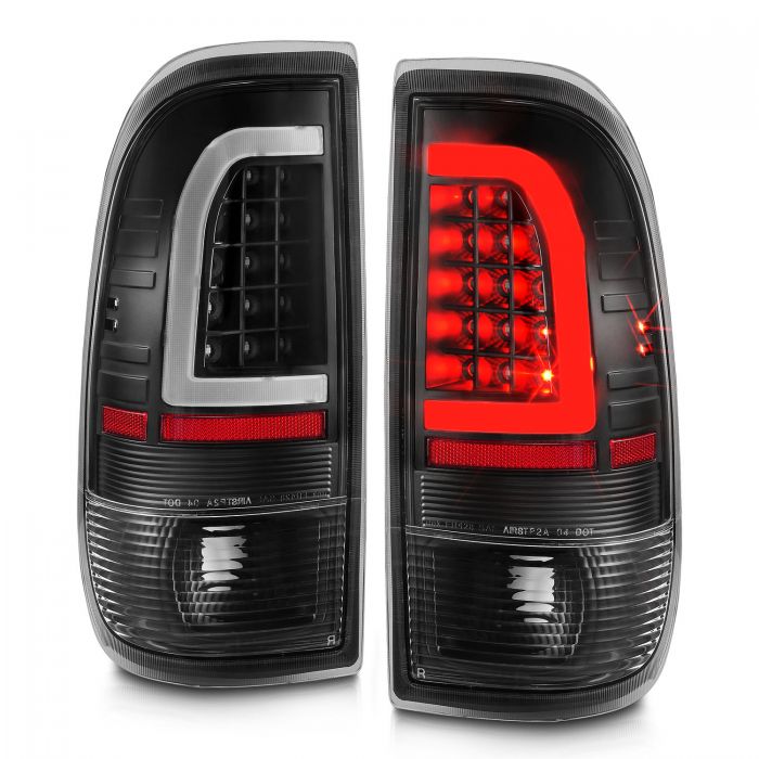 ANZO - 1997-2003 FORD F150/F250 LIGHTDUTY LED TAILLIGHTS BLACK HOUSING CLEAR LENS WITH C LIGHT BAR-Tail Lights-Deviate Dezigns (DV8DZ9)