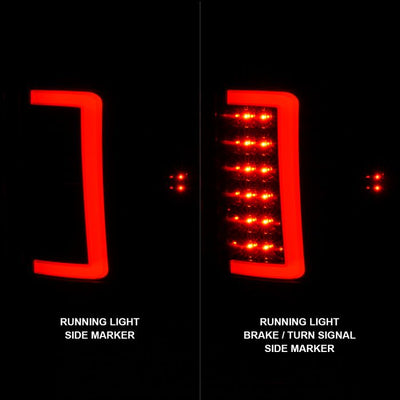 ANZO - 2007-2013 GMC SIERRA 1500/2500HD/3500HD LED TAILLIGHTS BLACK HOUSING CLEAR LENS WITH C LIGHT BAR-Tail Lights-Deviate Dezigns (DV8DZ9)