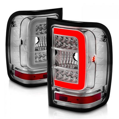 ANZO - 2001-2011 FORD RANGER TAILLIGHTS CHROME HOUSING CLEAR LENS WITH C LIGHT BAR-Tail Lights-Deviate Dezigns (DV8DZ9)